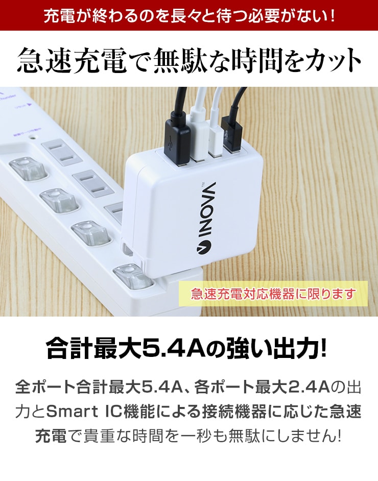 USB コンセント 充電器 usb充電器 スマホ充電器 ACアダプター 電源タップ USBコンセント(3R-ACC01WT)