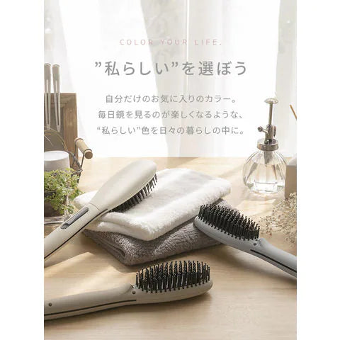 ヒートブラシ ヘアブラシ ストレート ヘアアイロン ブラシ マイナスイオン 瞬間120秒 海外対応 AND・DECO モカブラウン