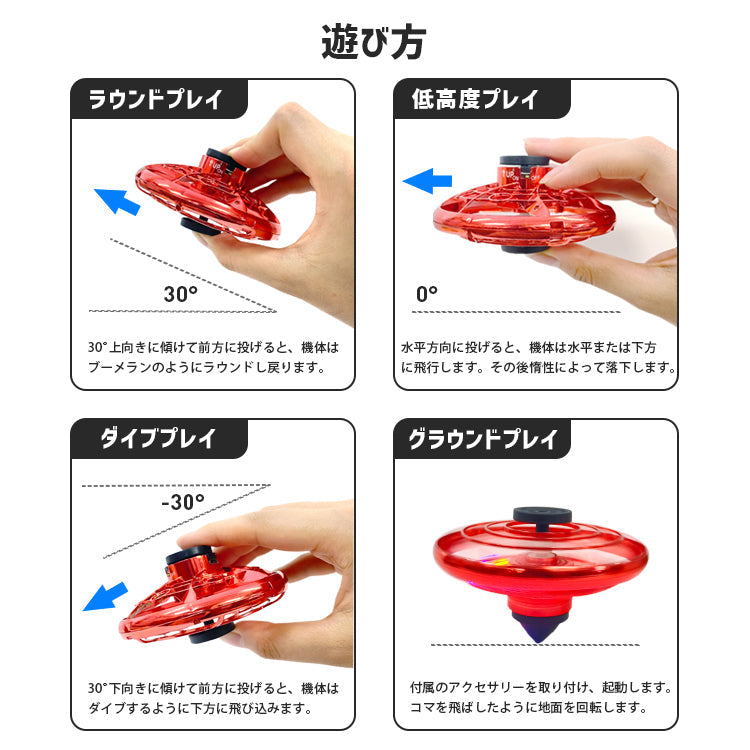 【BLUE】 ハンドスピナー UFOハンドスピナー ドローン トイドローン ラジコン 小型 子供 プレゼント フライングハンドスピナー おもちゃ 知育玩具 UFO hand spinner