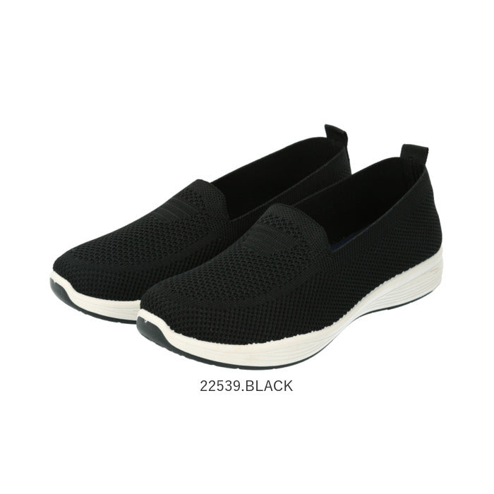 【22539.BLACK・24cm】 Angel Fit エンジェルフィット フラットシューズ ローヒール 軽量 レディース 通販 フライニットパンプス コンフォートシューズ 軽量 上履き カジュアル フラット 通気性 痛くない