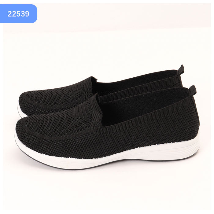 【22539.BLACK・24cm】 Angel Fit エンジェルフィット フラットシューズ ローヒール 軽量 レディース 通販 フライニットパンプス コンフォートシューズ 軽量 上履き カジュアル フラット 通気性 痛くない