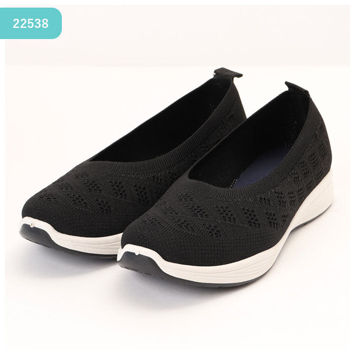 【22539.BLACK・24cm】 Angel Fit エンジェルフィット フラットシューズ ローヒール 軽量 レディース 通販 フライニットパンプス コンフォートシューズ 軽量 上履き カジュアル フラット 通気性 痛くない