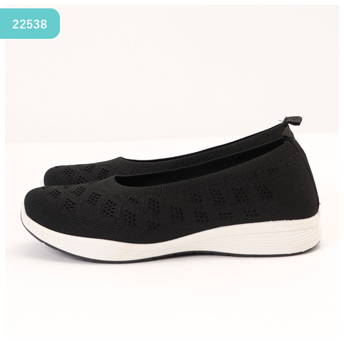 【22539.BLACK・24cm】 Angel Fit エンジェルフィット フラットシューズ ローヒール 軽量 レディース 通販 フライニットパンプス コンフォートシューズ 軽量 上履き カジュアル フラット 通気性 痛くない