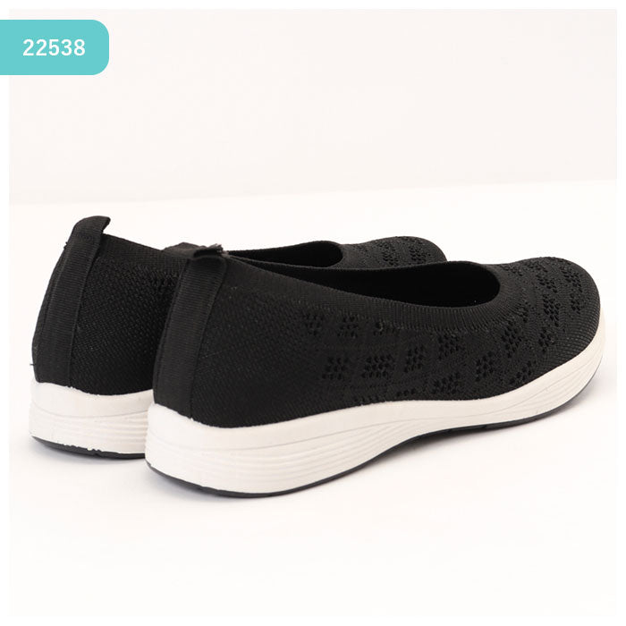 【22539.BLACK・24cm】 Angel Fit エンジェルフィット フラットシューズ ローヒール 軽量 レディース 通販 フライニットパンプス コンフォートシューズ 軽量 上履き カジュアル フラット 通気性 痛くない