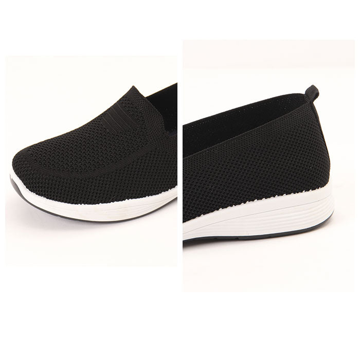 【22539.BLACK・24cm】 Angel Fit エンジェルフィット フラットシューズ ローヒール 軽量 レディース 通販 フライニットパンプス コンフォートシューズ 軽量 上履き カジュアル フラット 通気性 痛くない