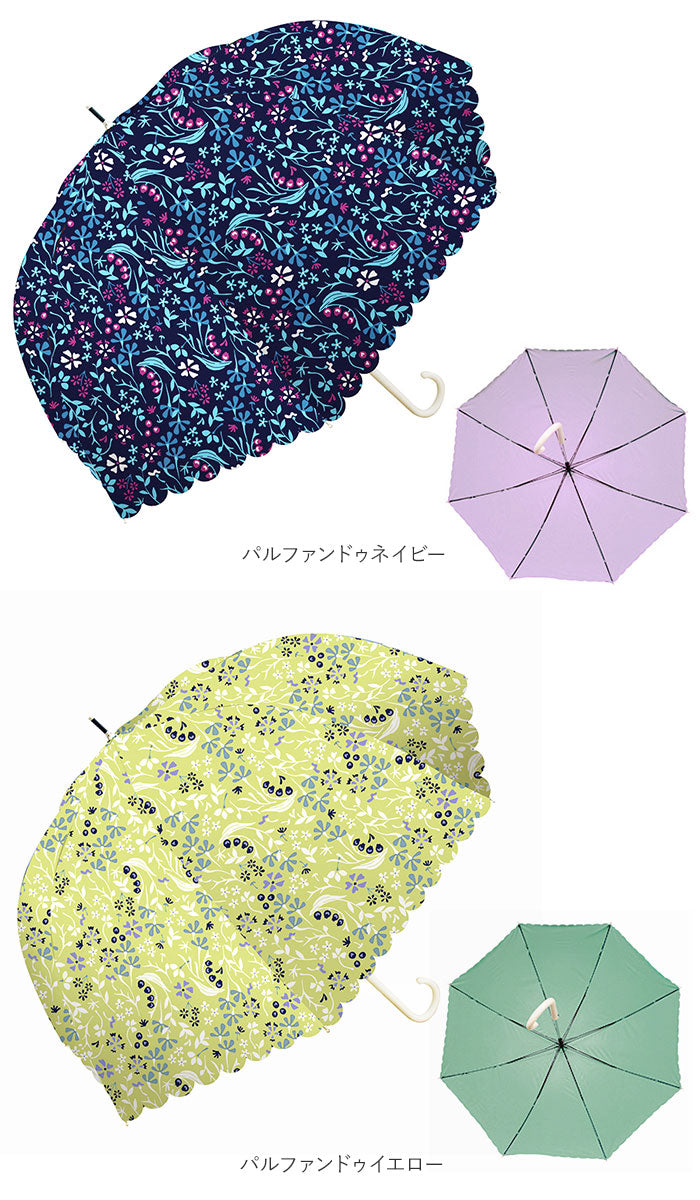 【uj2162.Pネイビー・【即時発送】雨晴兼用傘58cm】 傘 レディース 晴雨兼用 通販 長傘 ドーム型 おしゃれ かわいい ジャンプ ドーム 60cm ワンタッチ 可愛い 完全遮光 遮光率100％ UVカット 99.9％ 雨晴兼用 UPF50+ 花柄 フラワー ボーダー