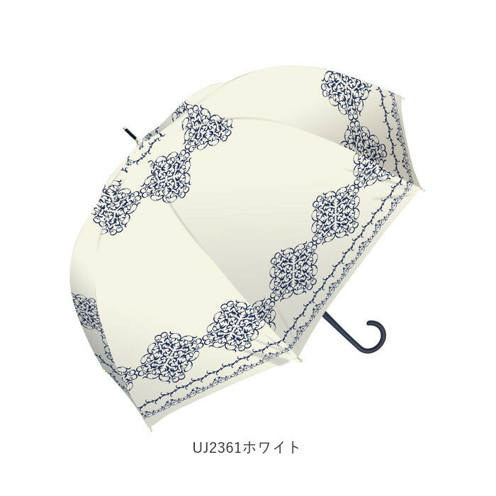 【uj2162.Pネイビー・【即時発送】雨晴兼用傘58cm】 傘 レディース 晴雨兼用 通販 長傘 ドーム型 おしゃれ かわいい ジャンプ ドーム 60cm ワンタッチ 可愛い 完全遮光 遮光率100％ UVカット 99.9％ 雨晴兼用 UPF50+ 花柄 フラワー ボーダー