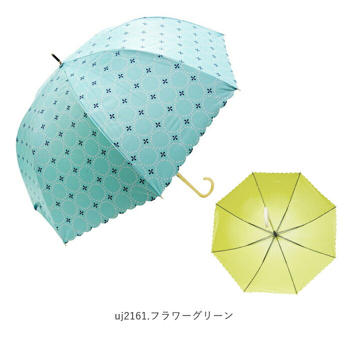 【uj2162.Pネイビー・【即時発送】雨晴兼用傘58cm】 傘 レディース 晴雨兼用 通販 長傘 ドーム型 おしゃれ かわいい ジャンプ ドーム 60cm ワンタッチ 可愛い 完全遮光 遮光率100％ UVカット 99.9％ 雨晴兼用 UPF50+ 花柄 フラワー ボーダー