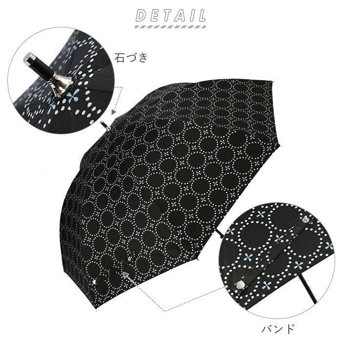 【ub2161.フラワーブラック・【即時発送】雨晴兼用傘58cm】 傘 レディース 晴雨兼用 通販 長傘 耐風 おしゃれ ジャンプ 耐風傘 58cm ワンタッチ グラスファイバー 丈夫 完全遮光 遮光率100％ UVカット 99.9％ 雨晴兼用 UPF50+ 花柄 フラワー