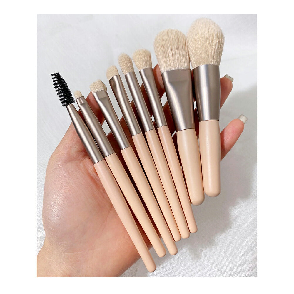 【3人シェア買いでお得】【くすみピンク】メイクブラシ セット 8本セット 化粧ブラシ 収納 ポーチ付き アイシャドウ フェイス チーク ブラシ アイメイク 可愛い 高級タクロン やわらかい ブラシ コンパクト 旅行 トラベル 誕生日 プレゼント コスメ ギフト メール便 送料無料