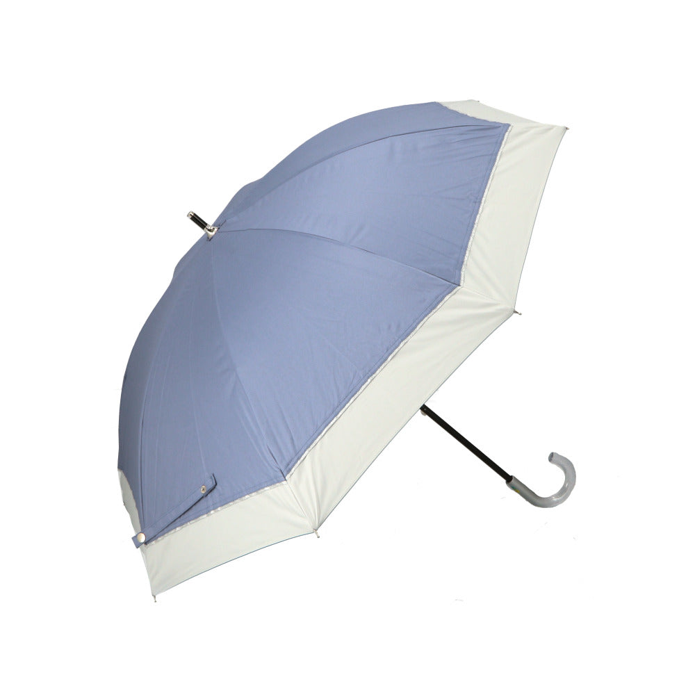 【ブルーXホワイト】 傘 日傘 晴雨兼用 レディース 長傘 通販 50cm 日傘 雨傘 レディース傘 雨晴兼用 UVカット 遮光 アンブレラ スライド 手開き ラメ傘 婦人 かさ 熱中症対策 黒骨