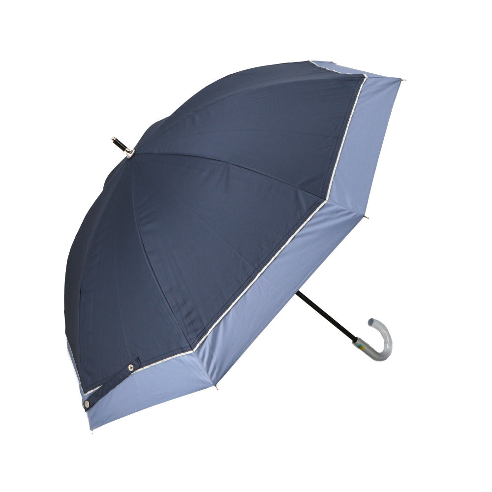 【ネイビーXブルー・雨晴兼用長傘】 傘 日傘 晴雨兼用 レディース 長傘 通販 50cm 日傘 雨傘 レディース傘 雨晴兼用 UVカット 遮光 アンブレラ スライド 手開き ラメ傘 婦人 かさ 熱中症対策 黒骨