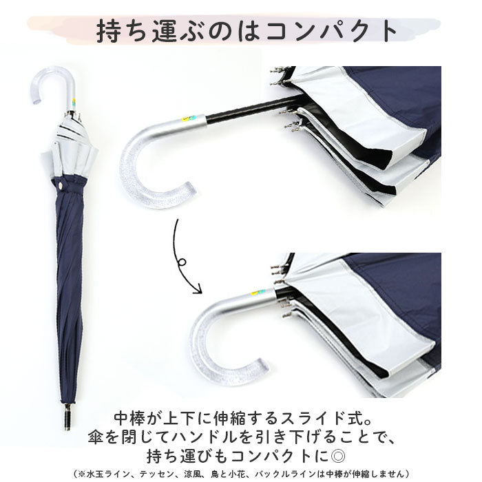 【ホワイトXブルー・雨晴兼用長傘】 傘 日傘 晴雨兼用 レディース 長傘 通販 50cm 日傘 雨傘 レディース傘 雨晴兼用 UVカット 遮光 アンブレラ スライド 手開き ラメ傘 婦人 かさ 熱中症対策 黒骨