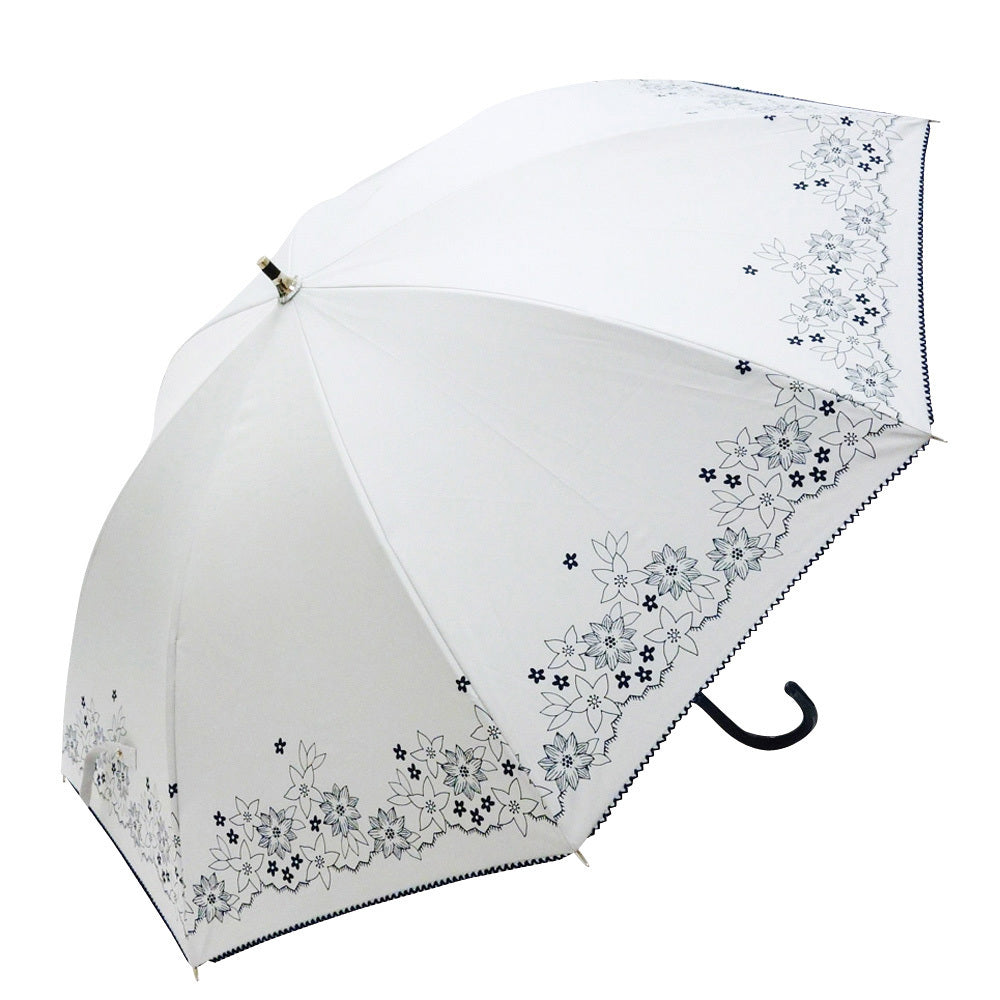 【SS1914ホワイト・晴雨兼用日傘】 日傘 遮光 長傘 通販 晴雨兼用日傘 晴雨兼用傘 50cm 雨傘 傘 手開き かさ カサ 遮蔽率99.9％ 約 100% UPF50 レディース シルバーコーティング おしゃれ かわいい 母の日 ギフト