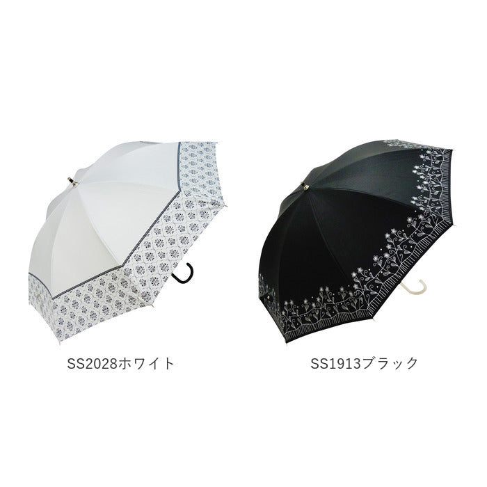 【SS1914ホワイト・晴雨兼用日傘】 日傘 遮光 長傘 通販 晴雨兼用日傘 晴雨兼用傘 50cm 雨傘 傘 手開き かさ カサ 遮蔽率99.9％ 約 100% UPF50 レディース シルバーコーティング おしゃれ かわいい 母の日 ギフト