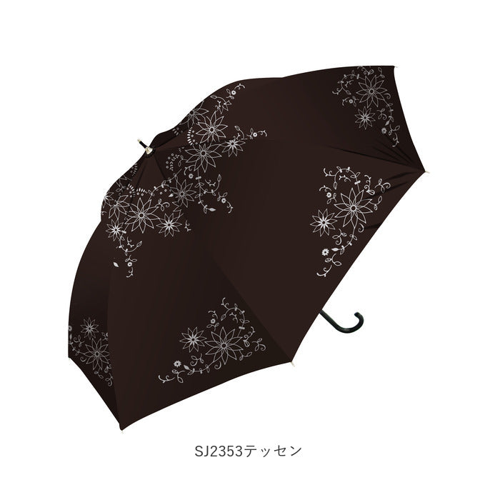 【SJ2353テッセン・晴雨兼用日傘】 日傘 レディース 長傘 大きい 通販 晴雨兼用日傘 晴雨兼用傘 58cm 雨傘 傘 ジャンプ傘 ワンタッチ傘 かさ カサ 遮蔽率99.9％ 約 100% UPF50 ブラックコーティング おしゃれ かわいい