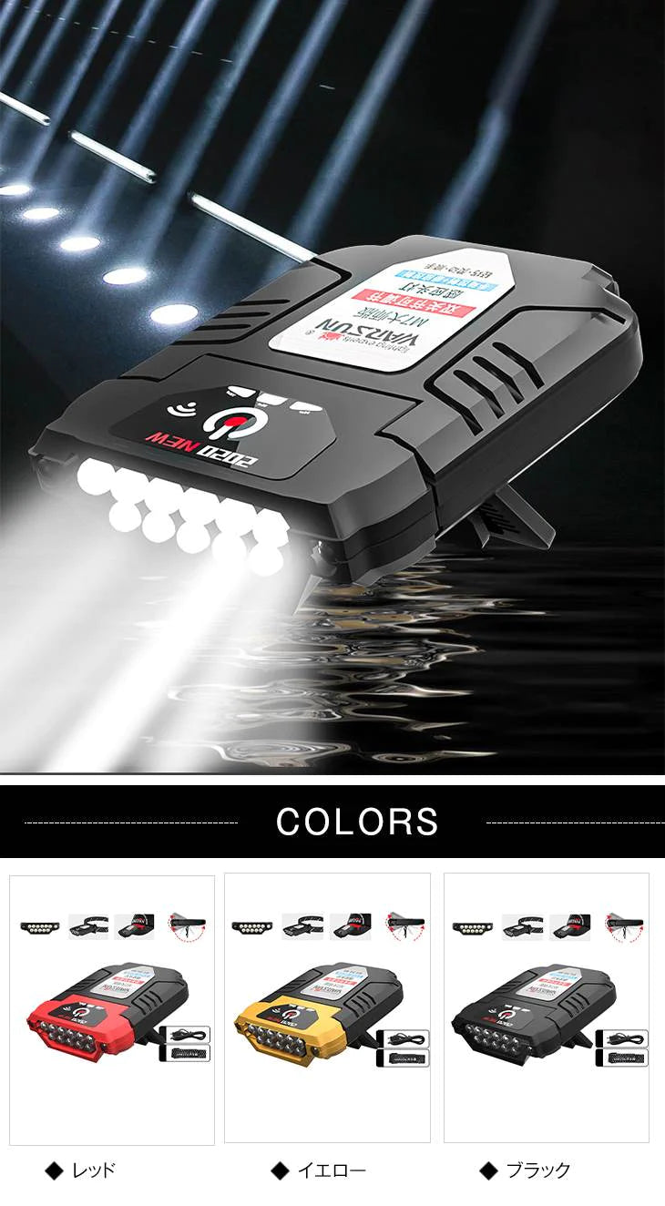 【ブラック】高輝度 LED フィッシングライト ヘッドライト USB充電式 小型 コンパクトランプ もち運び 自由自在 バッテリー大容量 長持ち 長時間 釣り 防災 アウトドア 設営