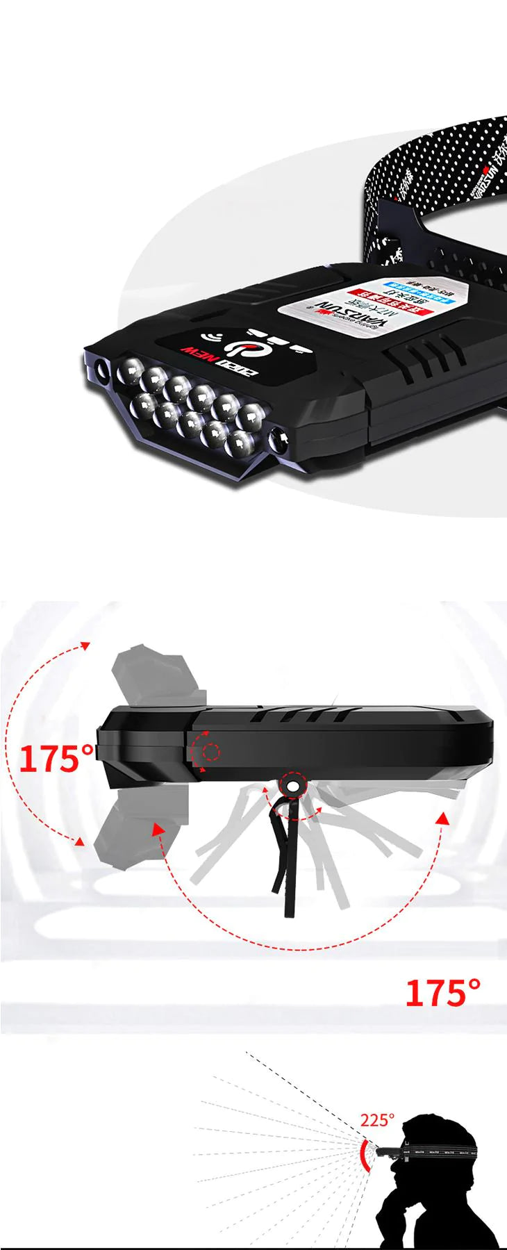 【イエロー】高輝度 LED フィッシングライト ヘッドライト USB充電式 小型 コンパクトランプ もち運び 自由自在 バッテリー大容量 長持ち 長時間 釣り 防災 アウトドア 設営
