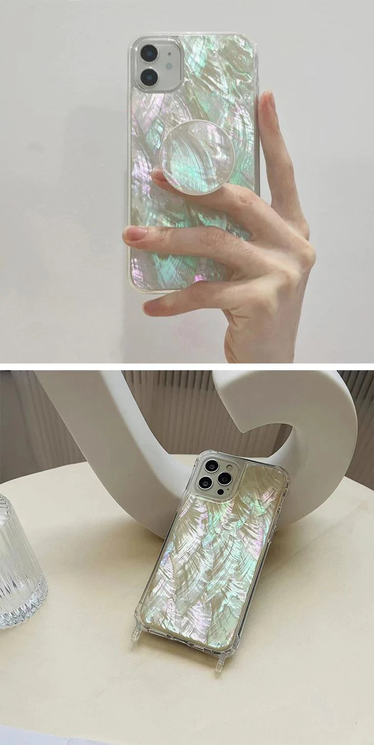 【ATYPEIPHONE12PROMAX】iPhoneケース アイフォンケース ストラップ付 パールストラップ おしゃれ かわいい シェルデザイン 高級感 きれい iPhone13 天然