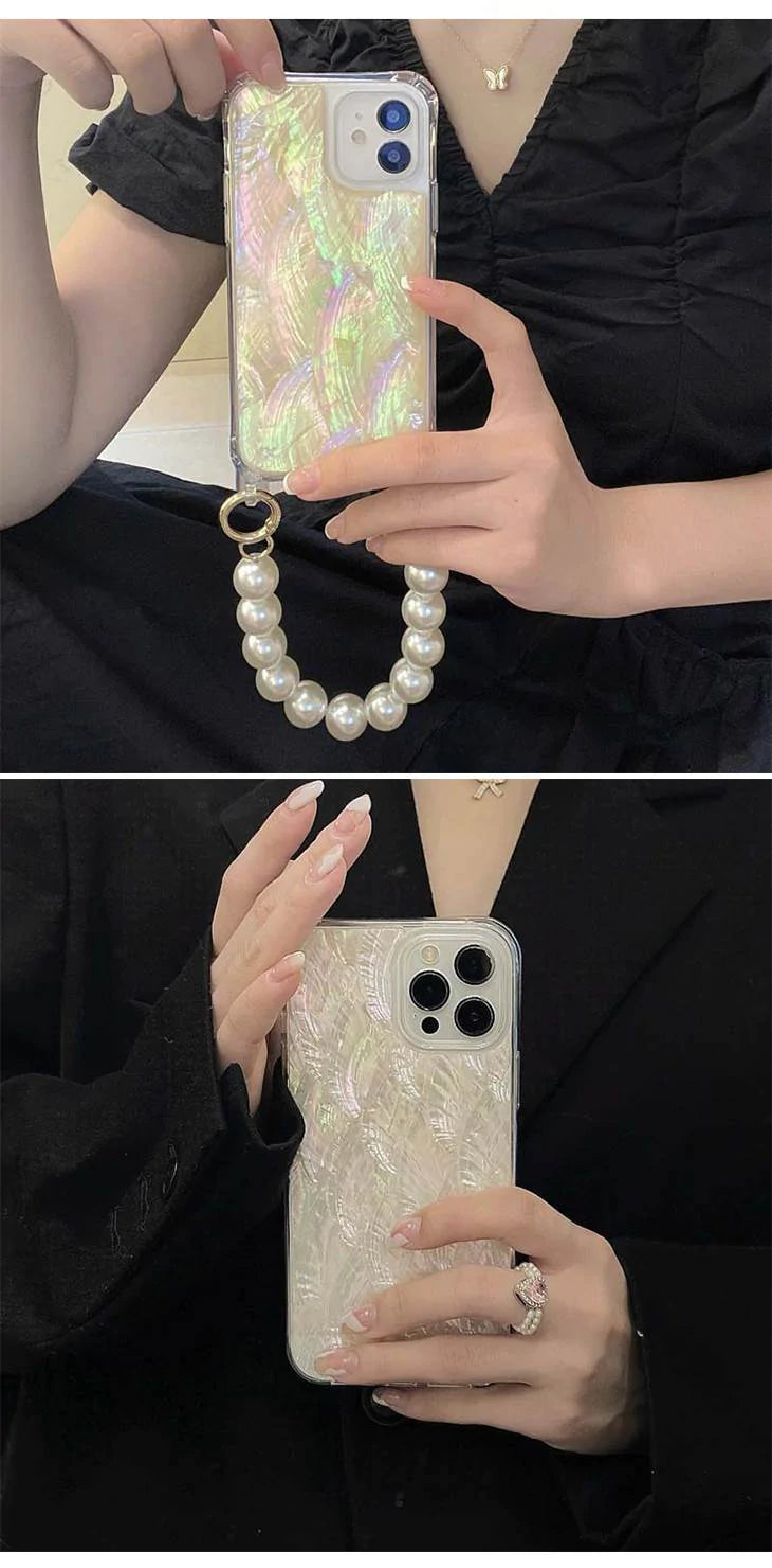 【CTYPEIPHONE14】iPhoneケース アイフォンケース ストラップ付 パールストラップ おしゃれ かわいい シェルデザイン 高級感 きれい iPhone13 天然