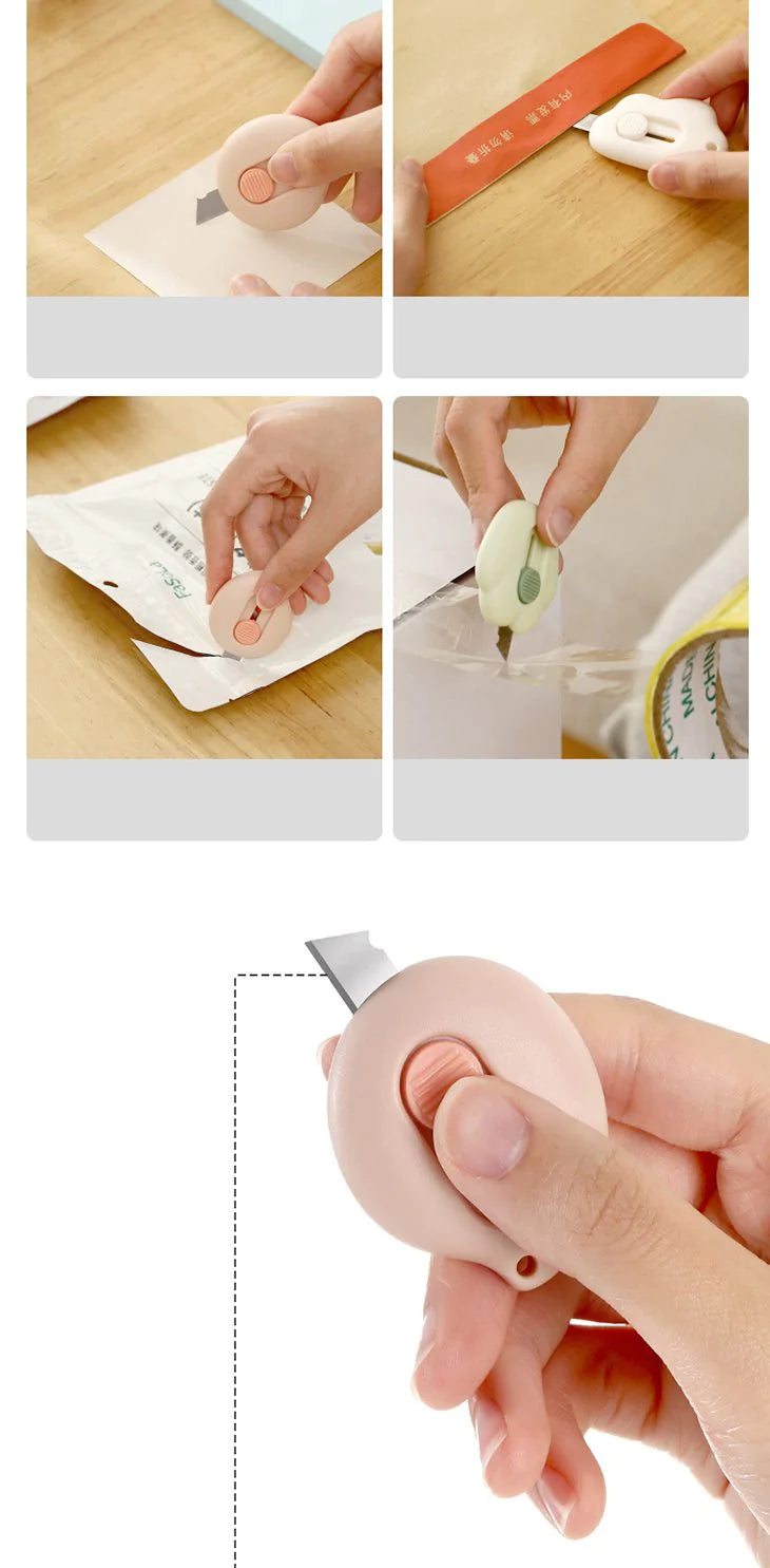 【ピンク】ミニカッター ストラップ穴 段ボールカッター おしゃれ かわいい 開梱 キーチェーン 取り外し 文房具 学校 オフィス コンパクト 小さい