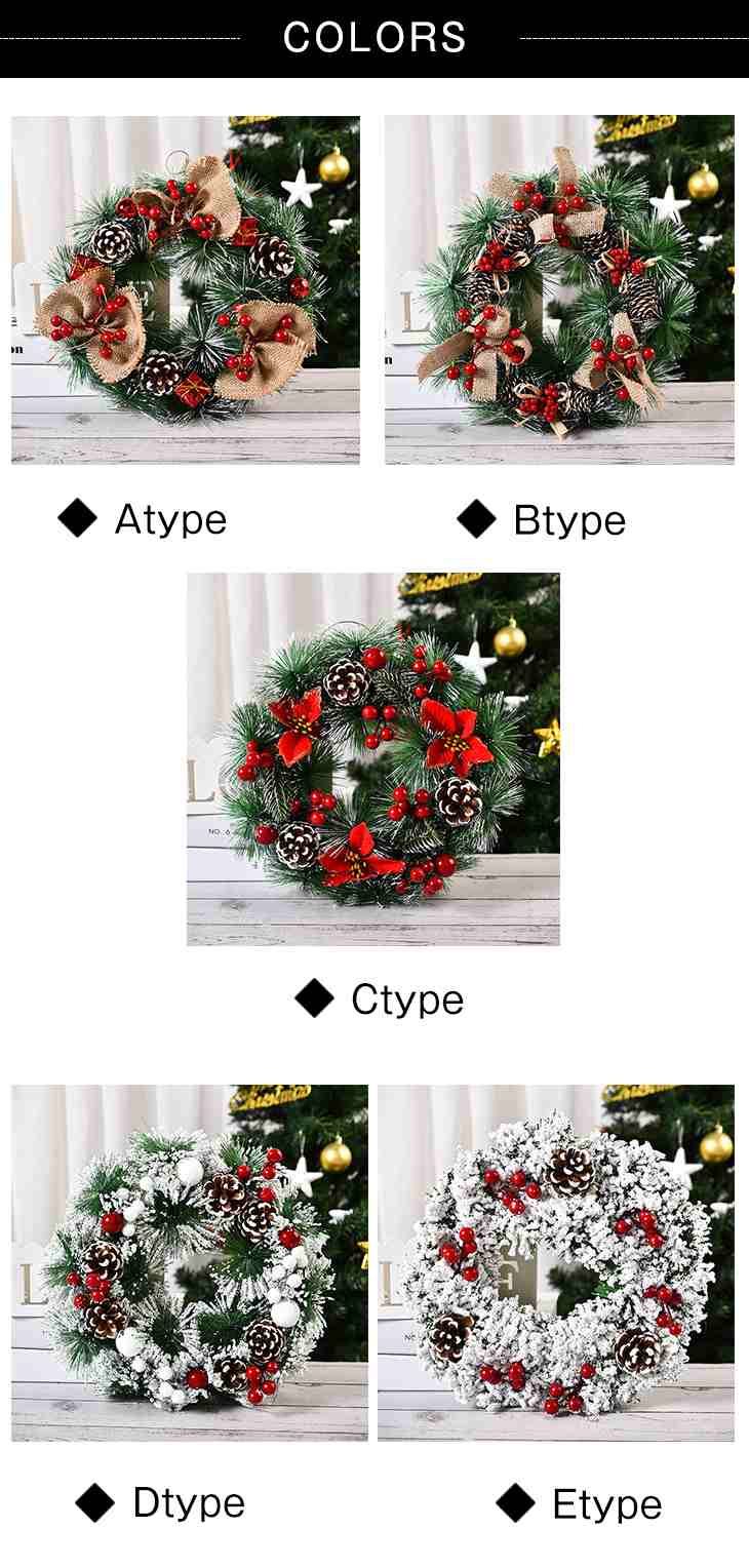 【BTYPE】クリスマスリース 飾り シーズン おしゃれ かわいい トナカイ ヒイラギ 造花 冬 雪化粧 雪 松ぼっくり リース飾 オーナメント 玄関装飾 装飾 インテリア 季節 イベント クリスマスパーティ