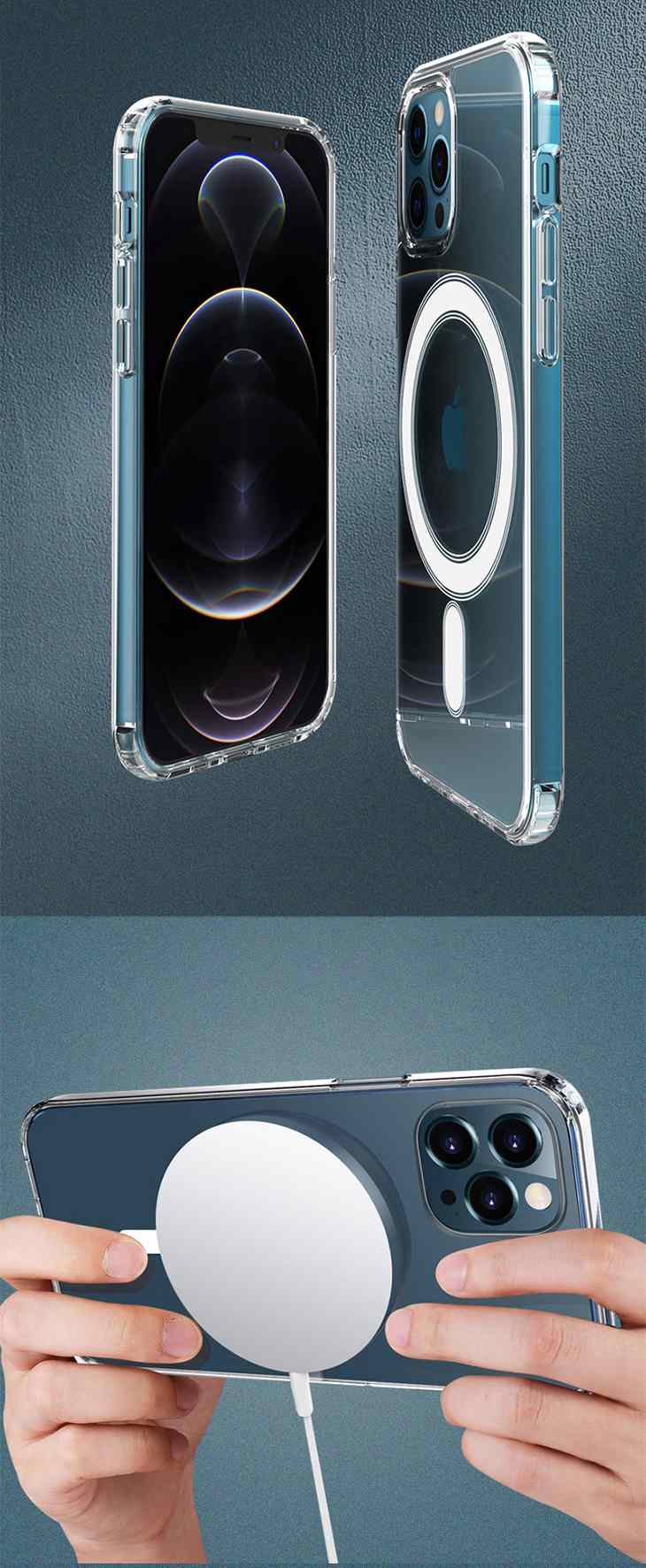 【IPHONE12PRO/12】磁石付きケース マグネットケース iPhone 充電器対応 ワイヤレス充電器に 全面保護 高透明度 マグネット付き 便利 iPhoneケース