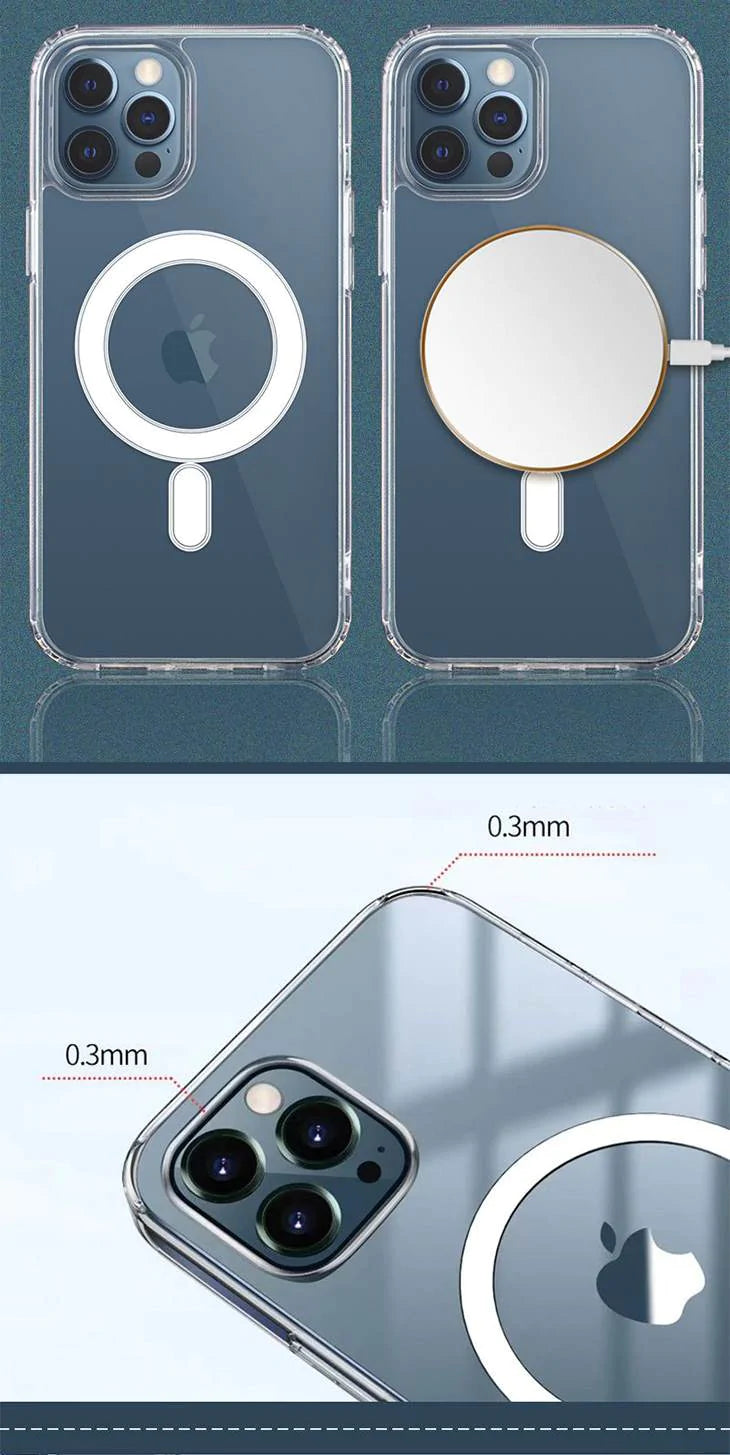 【IPHONE12PROMAX】磁石付きケース マグネットケース iPhone 充電器対応 ワイヤレス充電器に 全面保護 高透明度 マグネット付き 便利 iPhoneケース