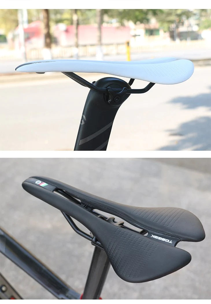 【黒色】合成皮革 自転車用サドル EVA 衝撃吸収クッション付き ロードバイク アクセサリー 人間工学 体にフィット 座り心地抜群 サドル 軽量 軽い