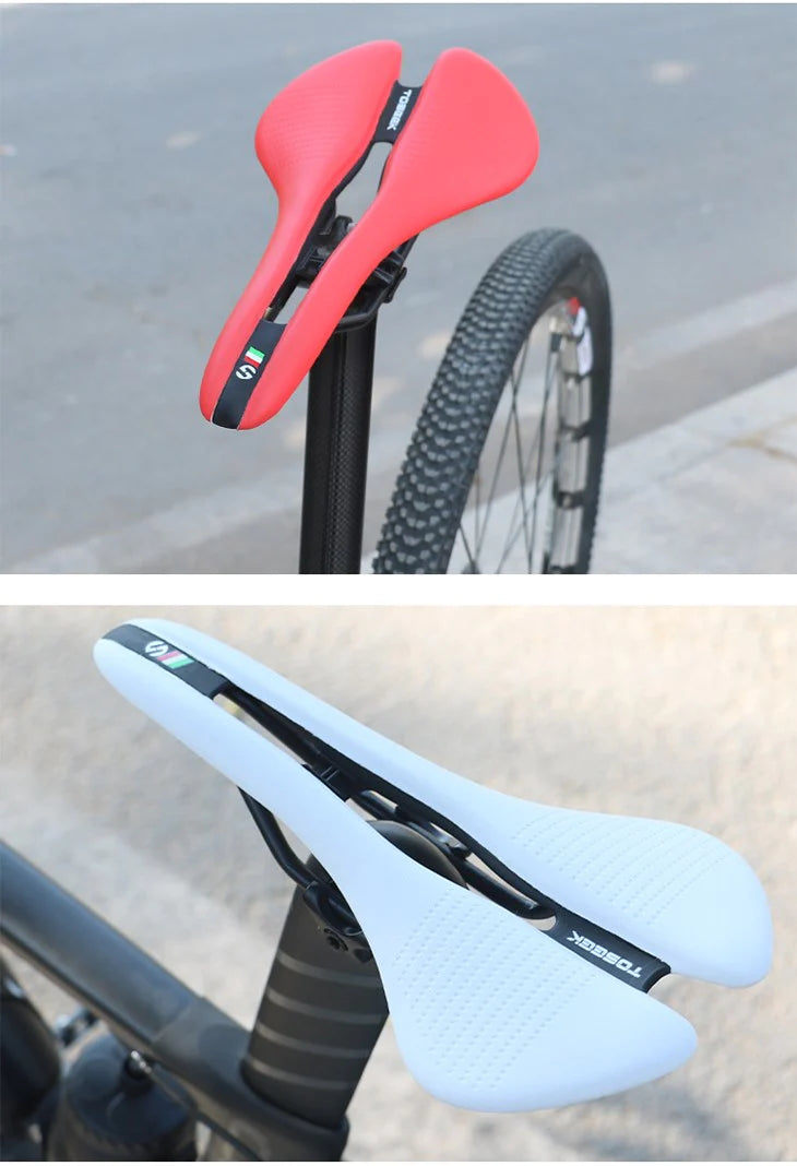 【黒赤色】合成皮革 自転車用サドル EVA 衝撃吸収クッション付き ロードバイク アクセサリー 人間工学 体にフィット 座り心地抜群 サドル 軽量 軽い