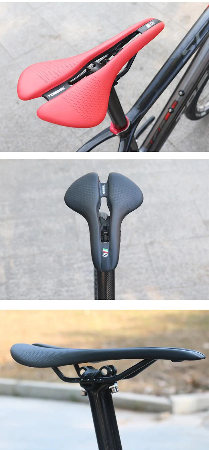 【黒赤色】合成皮革 自転車用サドル EVA 衝撃吸収クッション付き ロードバイク アクセサリー 人間工学 体にフィット 座り心地抜群 サドル 軽量 軽い