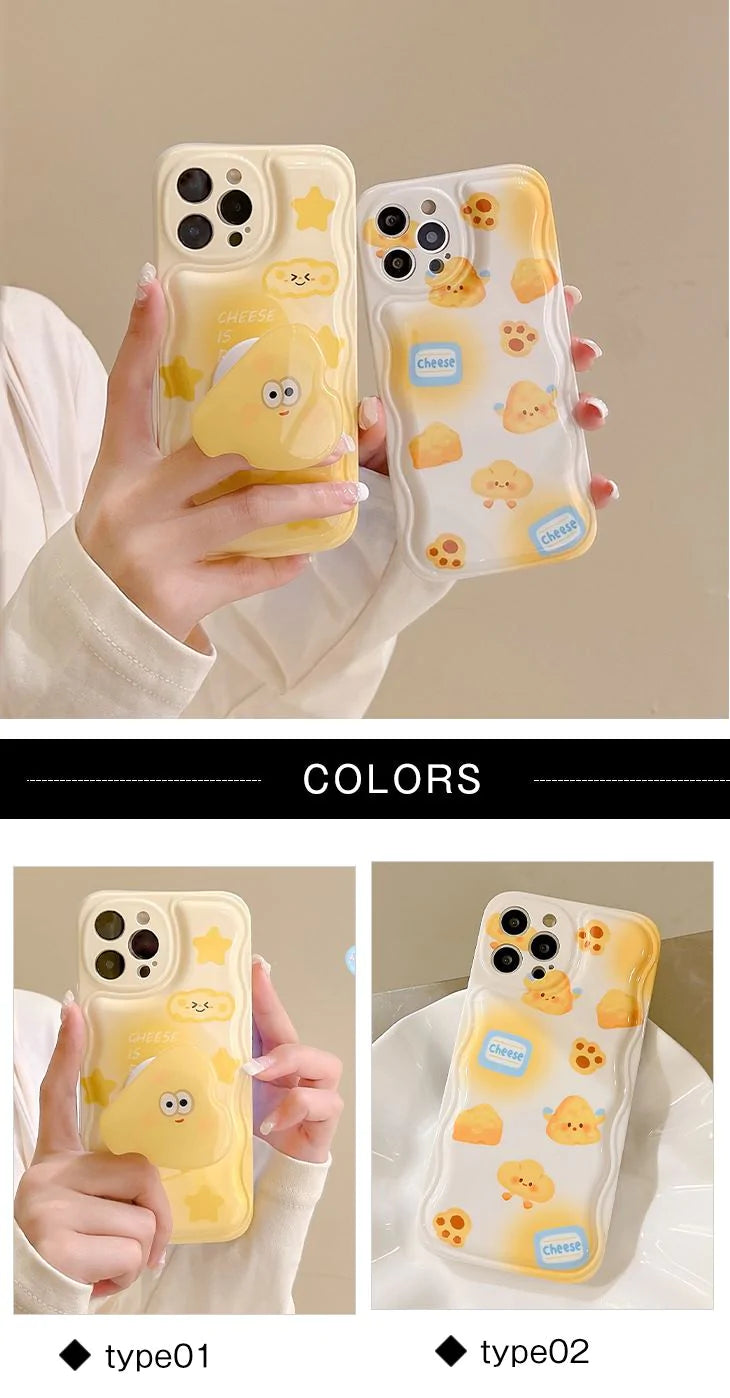 【IPHONE13PROMAXTYPE02】iPhoneケース iPhone13 クリアケース かわいい チーズ キャラクター クッション ふわふわ 衝撃吸収 汚れ防止 傷防止 星 肉球