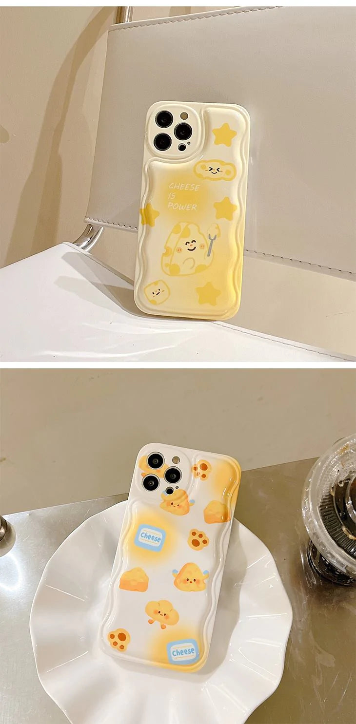 【IPHONE13PROTYPE01】iPhoneケース iPhone13 クリアケース かわいい チーズ キャラクター クッション ふわふわ 衝撃吸収 汚れ防止 傷防止 星 肉球