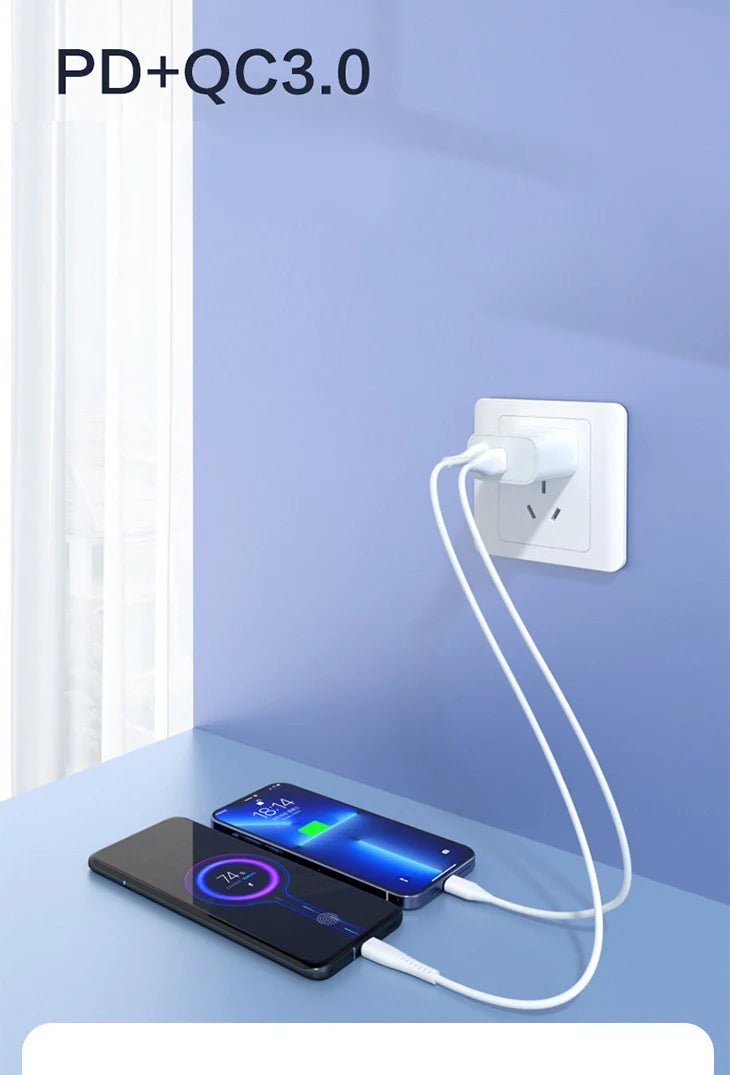 USB充電 ACアダプター 2口 type-C 同時充電 急速充電 超速充電 PD対応 iPhone android iPad 20W 3倍速い 高性能 高品質 コンパクト 持ち運び シンプル
