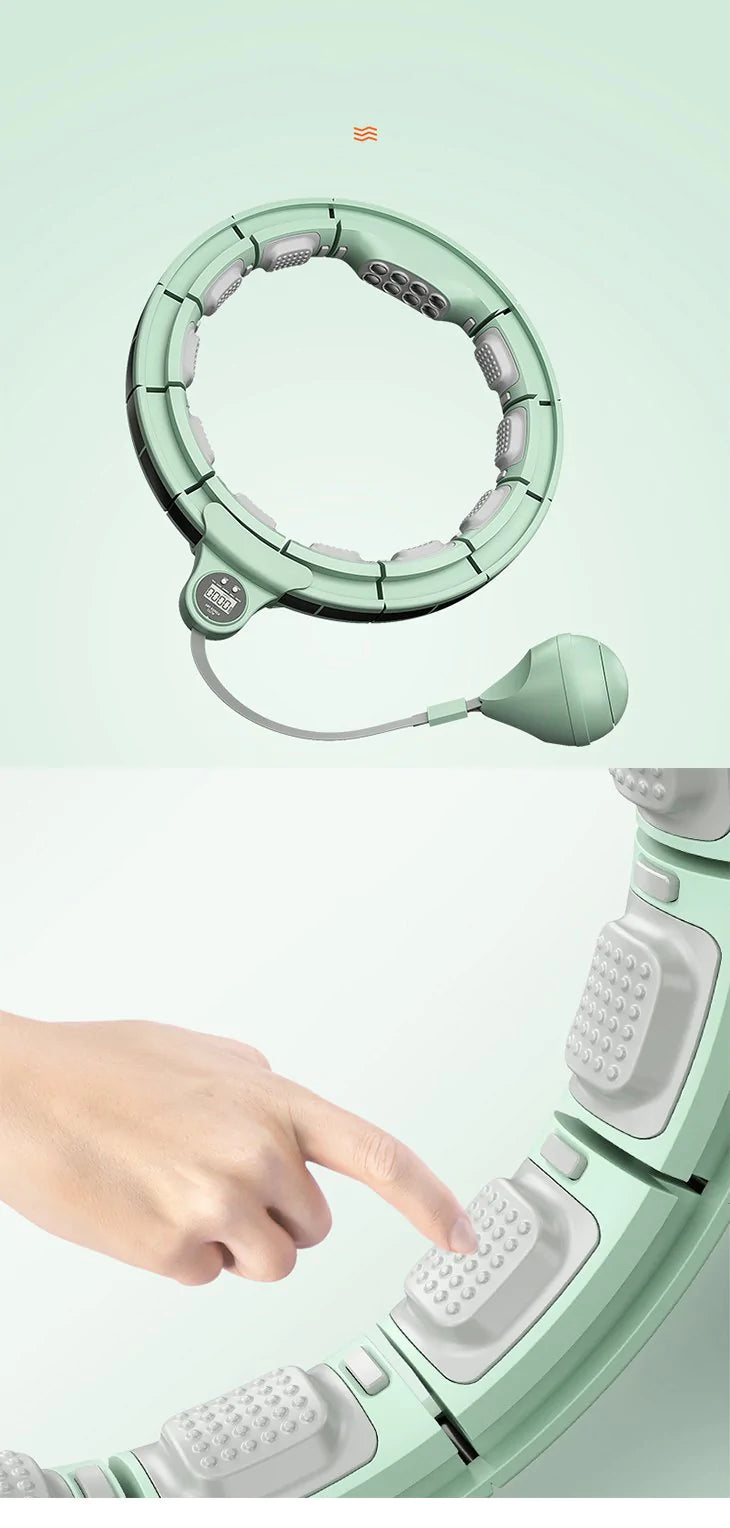 【パープル】スマートフラフープ 温め 温感 磁気 脂肪燃焼 落ちない フラフープ 組み立て マッサージ ダイエット ウエストシェイプ フィットネス サイズ調整 痩身 エクササイズ スポーツ