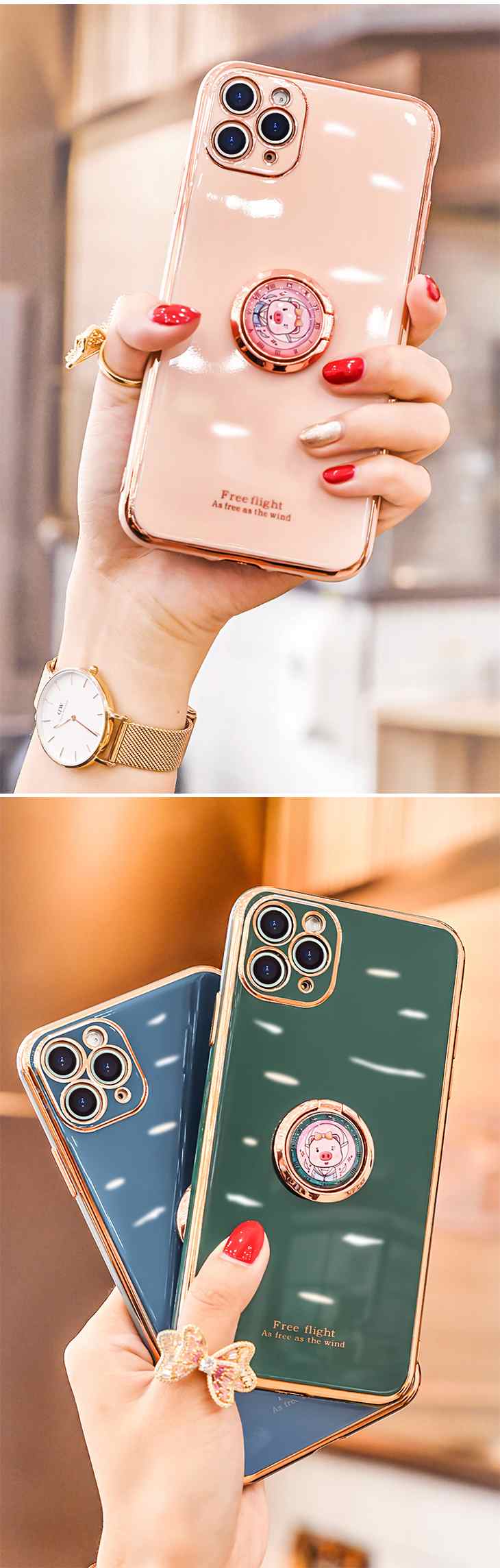 【ピンク】スマホリング スマホスタンド iPhone android 携帯 リングホルダー スマホアクセ アクセサリー 指輪型 落下防止 豚 ブタ ピッグ かわいい