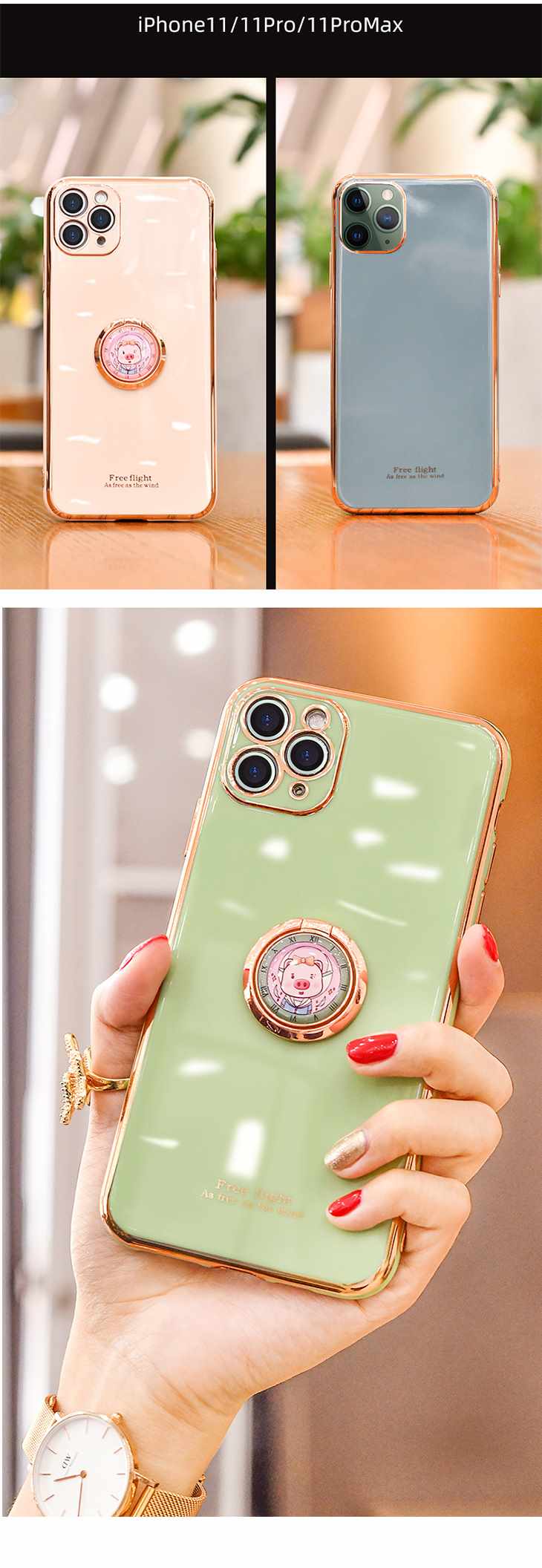 ライトグリーン】スマホリング スマホスタンド iPhone android 携帯