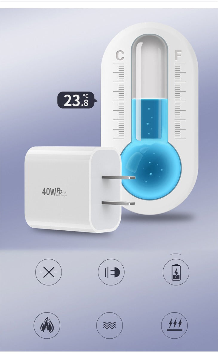 2口 急速充電 ACアダプター PD充電器 type-C 20W充電器 家庭用充電器 2ポート USB コンセント iPhone iPad android 多機種対応
