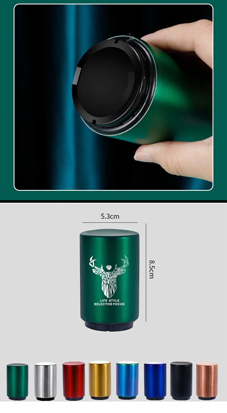 【ブラックLOGO】ステンレス製 オープナー ワンタッチ 栓抜き 安全 簡単 ラムネ式 瓶ビール コーラ 瓶開け 瓶ジュース ◇BEER-OPENER オープナー マグネット 磁石 瓶蓋開け びん蓋開け 便利 楽