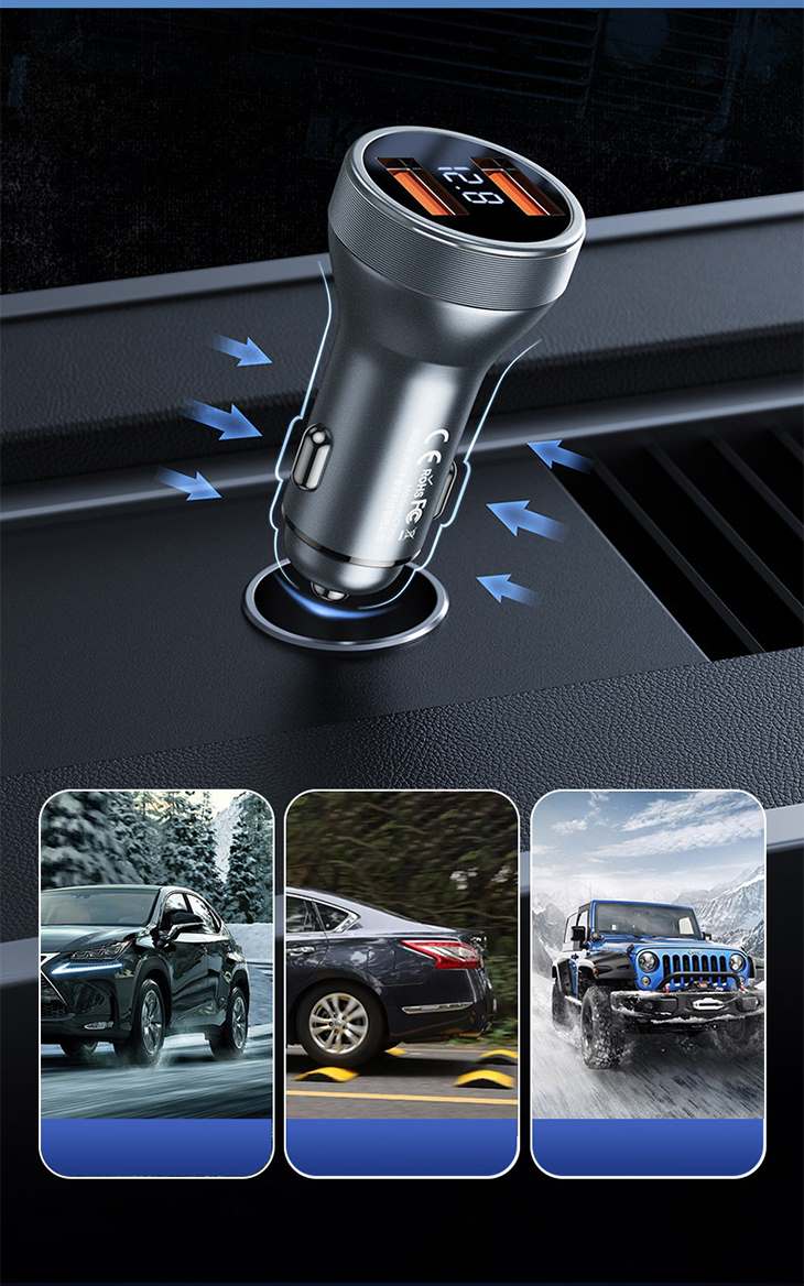 カーチャージャー 車載充電器 シガーソケット USB 2口 2ポート 急速充電 軽量 小型 12-24V 45W 車 アクセサリー 充電