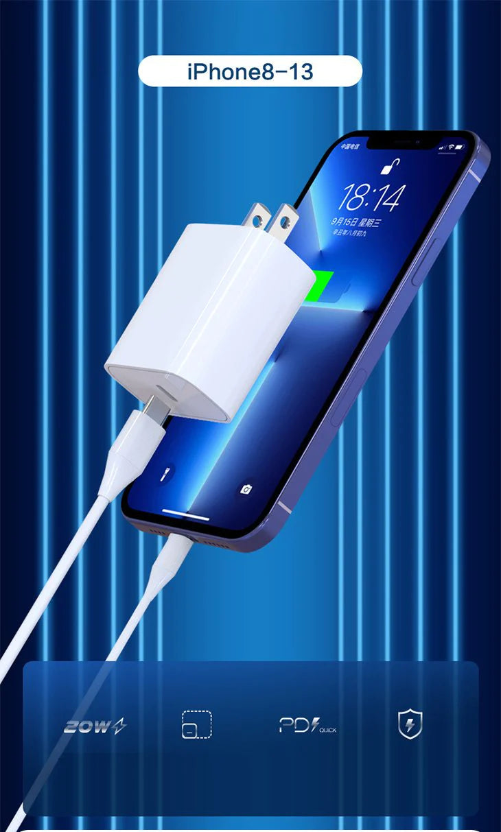 【ホワイト】USB充電 ACアダプター  type-C 同時充電 急速充電 超速充電 PD対応 iPhone android iPad 20W 3倍速い 高性能 高品質 コンパクト 持ち運び シンプル