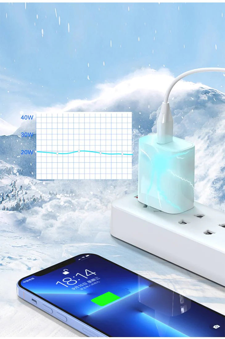 【ホワイト】USB充電 ACアダプター  type-C 同時充電 急速充電 超速充電 PD対応 iPhone android iPad 20W 3倍速い 高性能 高品質 コンパクト 持ち運び シンプル
