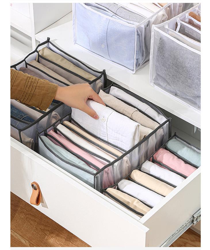 ズボン収納ボックス 衣類収納 (7仕切り×1、9仕切り×2)グレー 楽天市場】【3点セット！1点590円ダケ！】衣類収納ボックス