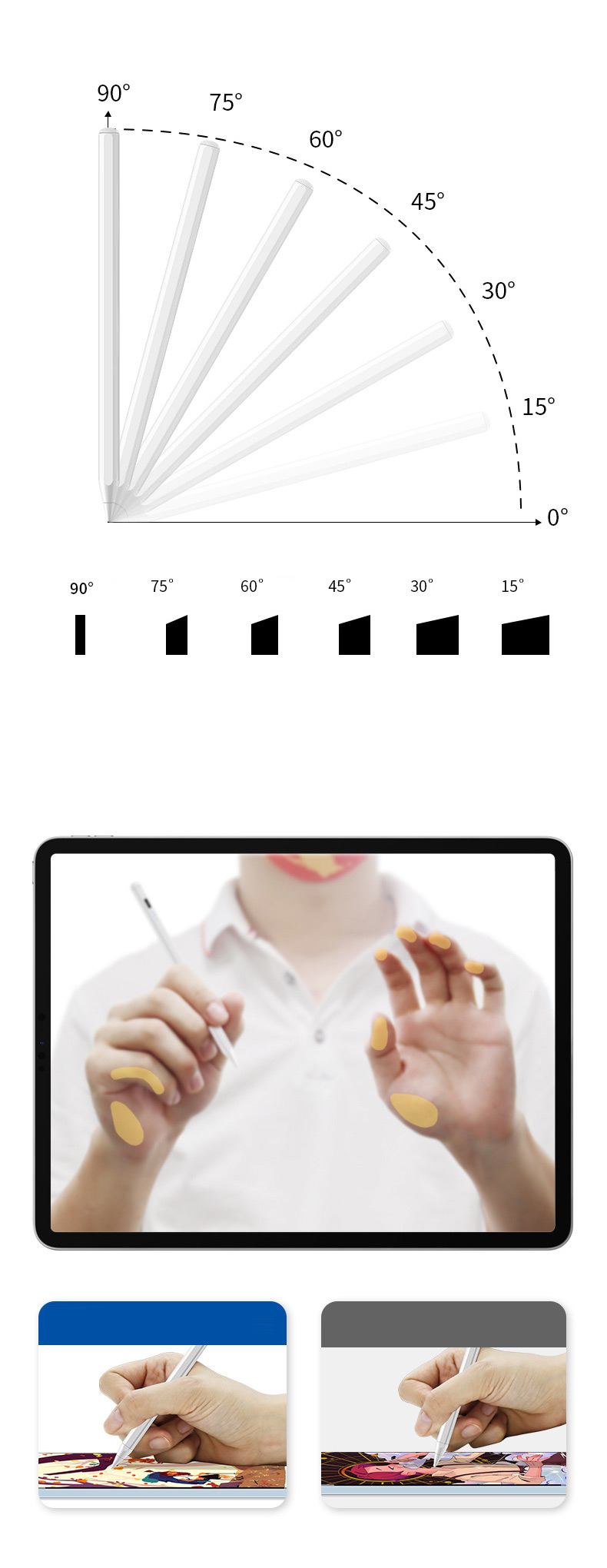 超高感度タッチペン iPad ペンシル 充電式 磁気吸着 シンプル ケース充電 電池残量表示 多機能 スムーズ iPad磁気充電 コンパクト 軽量