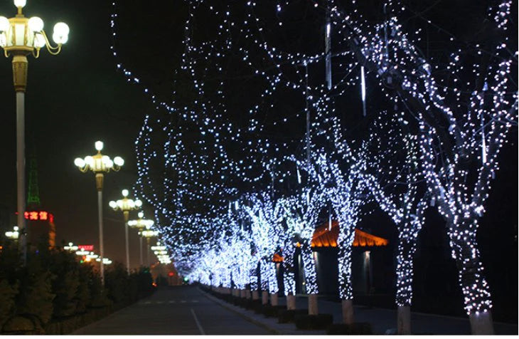 【虹色】LEDストリングライト ソーラー発電 イルミネーションライト ランプ きれい 防水 野外OK 夜間自動点灯 100LED クリスマス ハロウィーン イベントに