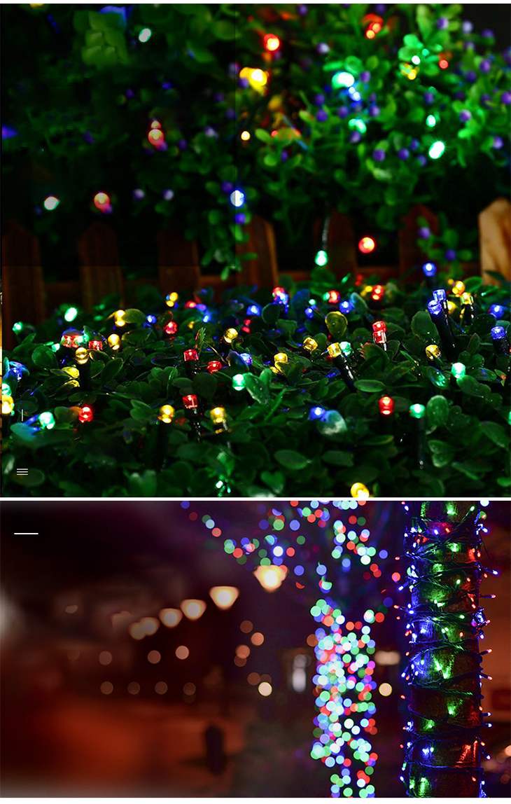 【虹色】LEDストリングライト ソーラー発電 イルミネーションライト ランプ きれい 防水 野外OK 夜間自動点灯 100LED クリスマス ハロウィーン イベントに
