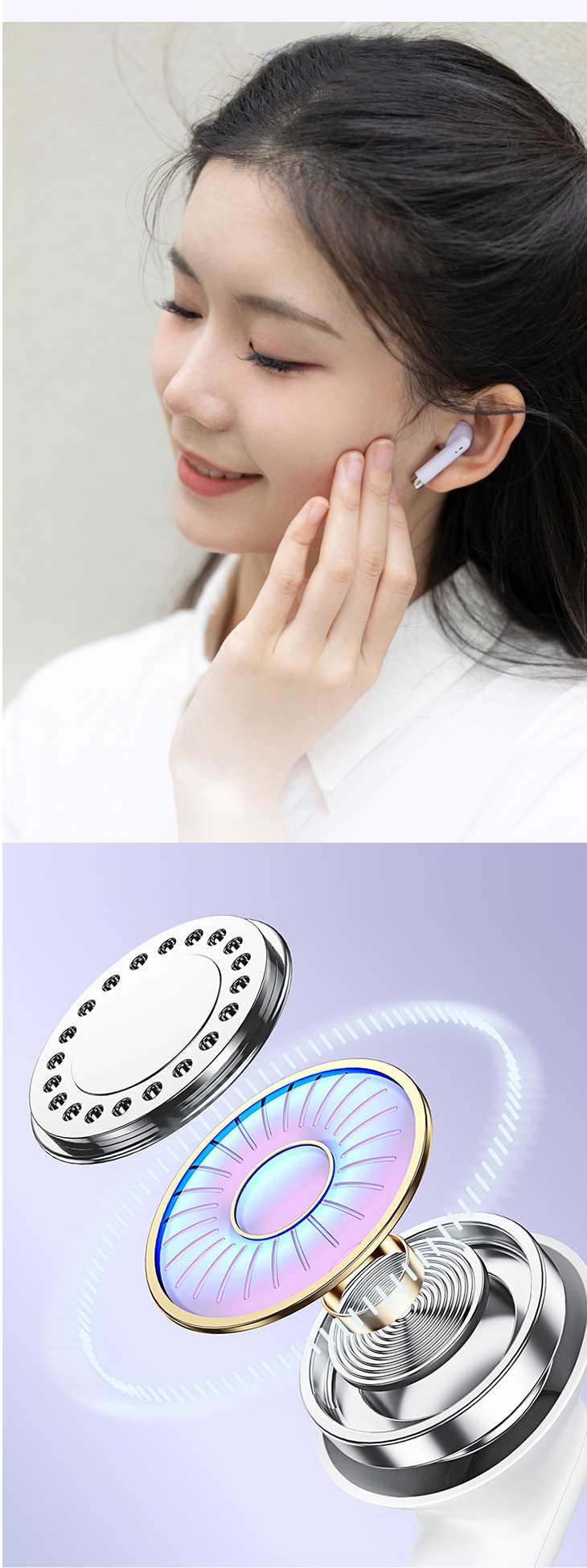 【ホワイト】イヤホン イヤフォン ワイヤレス Bluetooth5.2 ヘッドセット ゲーミング 小型 軽量 ステレオ 90日 長時間