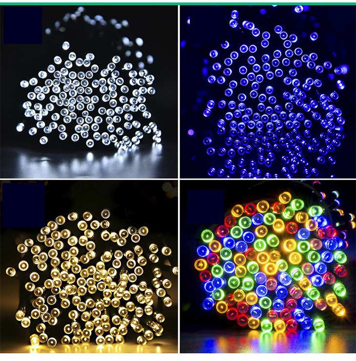 【虹色】LEDストリングライト ソーラー発電 イルミネーションライト ランプ きれい 防水 野外OK 夜間自動点灯 100LED クリスマス ハロウィーン イベントに