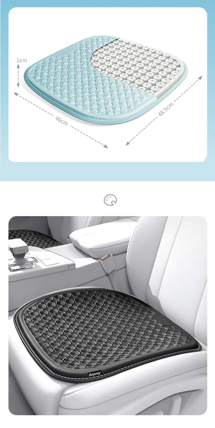 【ブラック】ゲルクッション 冷感 涼しい クッション 車載クッション シートマット オフィス 運転席 極薄クッション 多用途 座布団 通気性抜群 デスクワーク 滑り止め