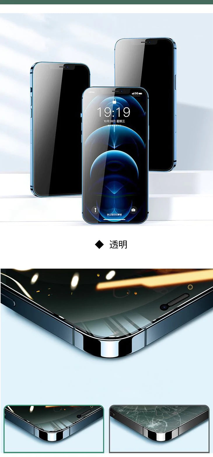 【IPHONE13PROMAX】のぞき見防止フィルム プライバシー 保護 強化ガラス 高透過率 ガラスフィルム 25度 飛散防止 指紋防止 光沢 反射防止 ブルーライト 高操作性